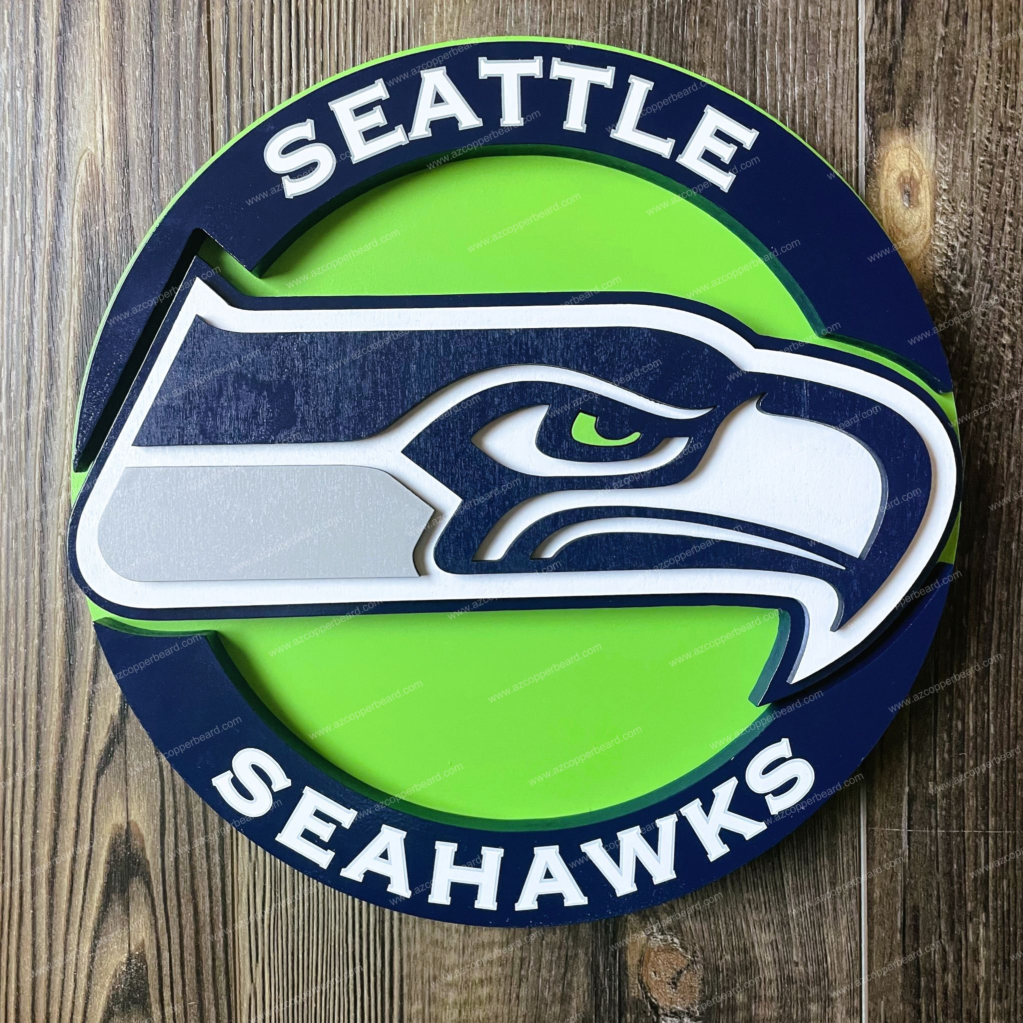 Seattle Seahawks 3D Wall Art Stacked Wood Sign Arizona Copper Beard